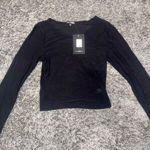 Fashion Nova Black Mesh Long Sleeve